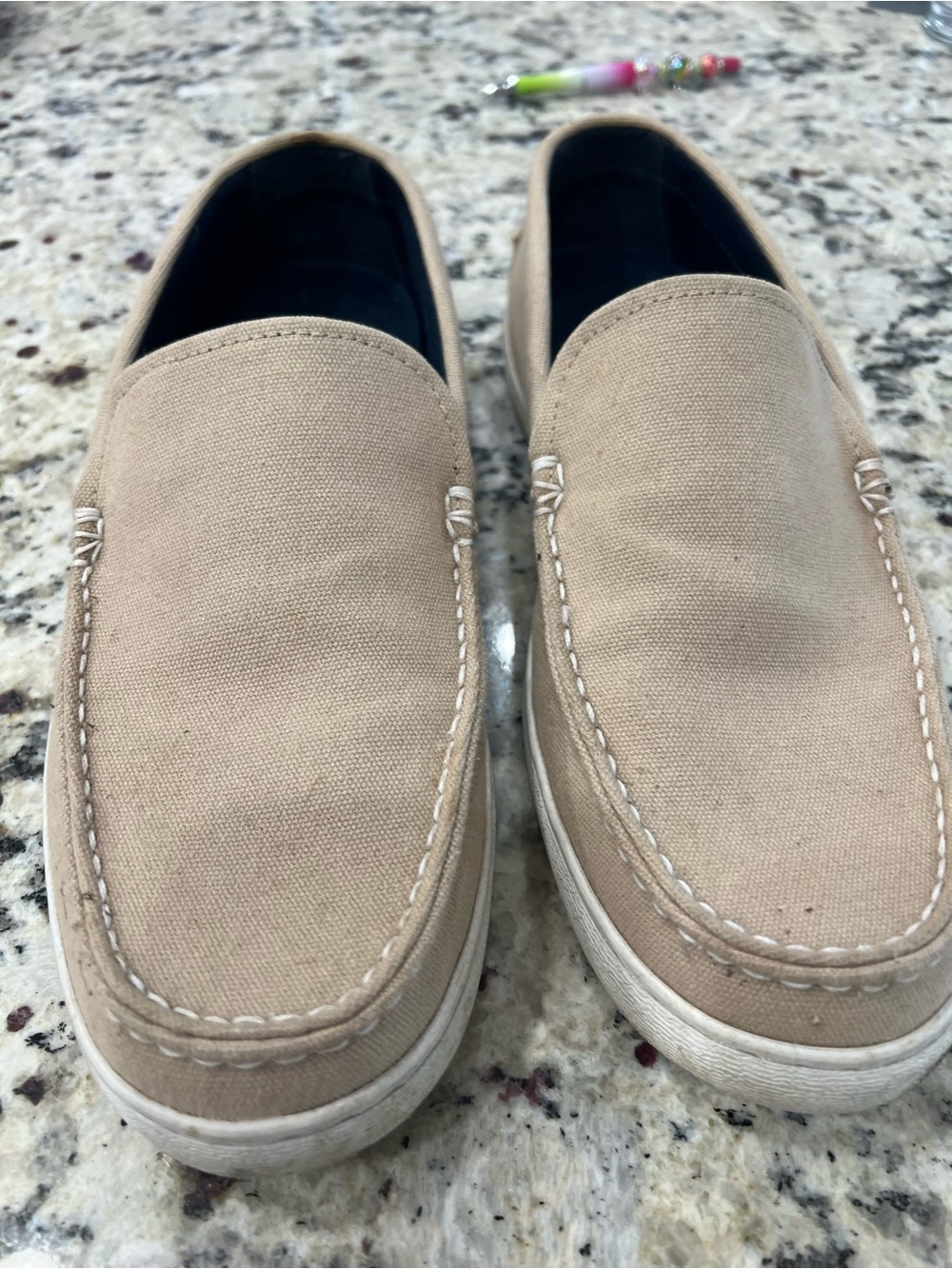 Cole Haan Men's Tan Canvas Slip-On Loafers